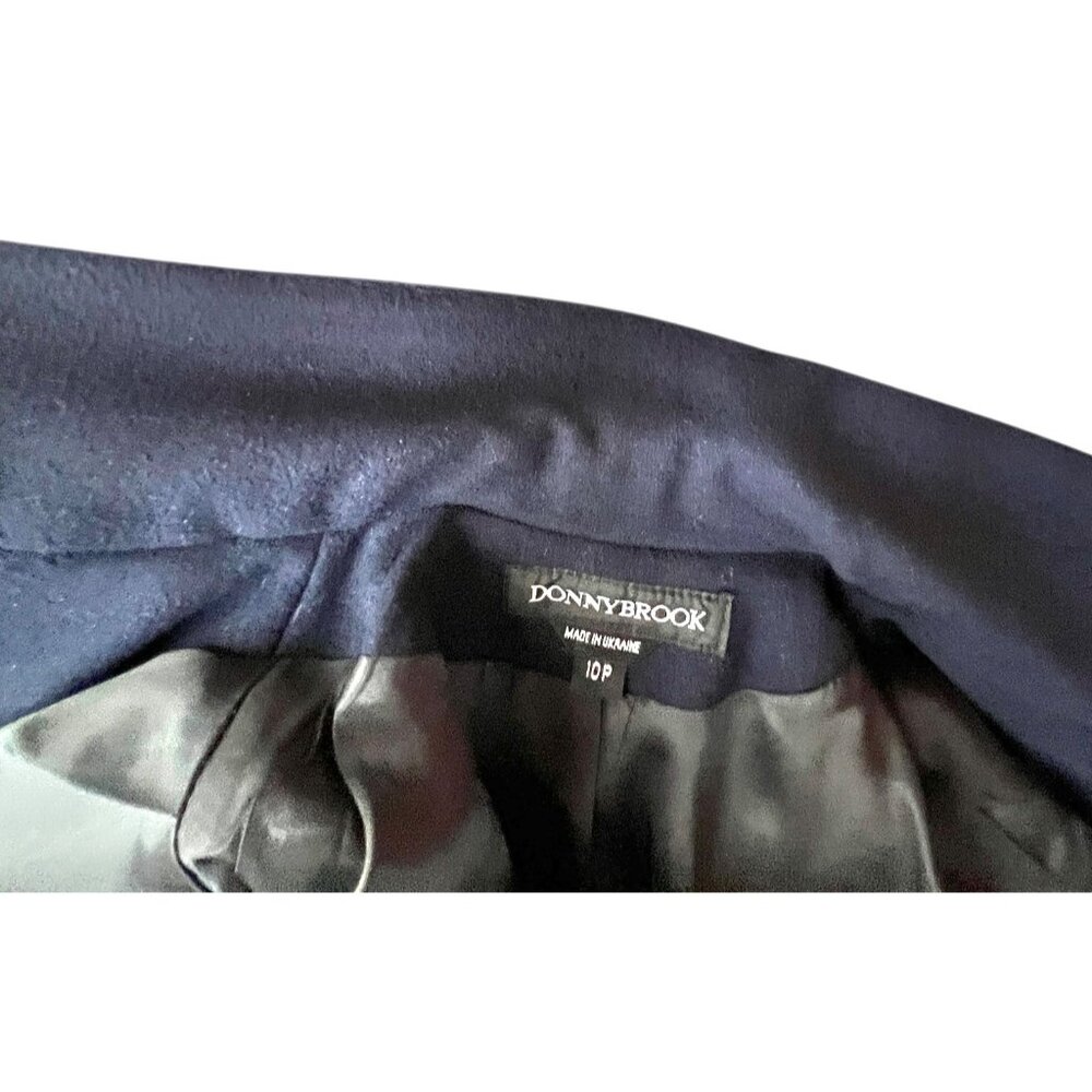 Donnybrook Womens Wool Coat 10P Navy Blue Double-Breasted Long Jacket Pockets - Picture 11 of 15